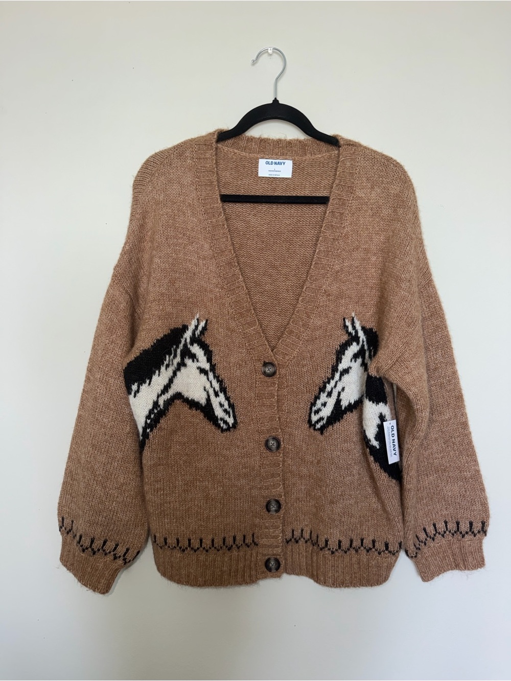 Old Navy NWT Wool Blend Horse Cardigan Sweater L
